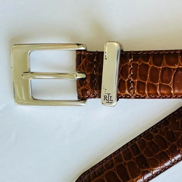 VINTAGE LAUREN Ralph Lauren Classic Brown Italian Leather Belt EUC Vintage LAUREN Ralph Lauren Brown Genuine Italian Leather  main image 3